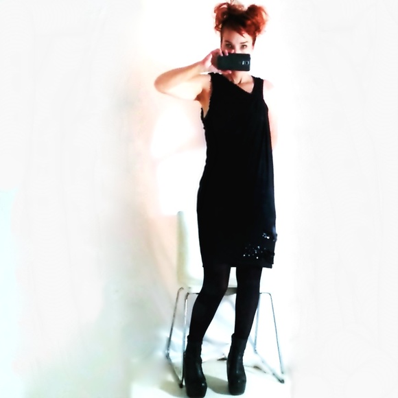 Yigal Azrouel Dresses & Skirts - Yigal Azrouel Black Dress Patent Leather Sequins